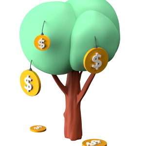 Tree with dollars coins